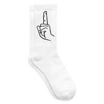Hand gesture finger raising - Tennis socks - white - Right