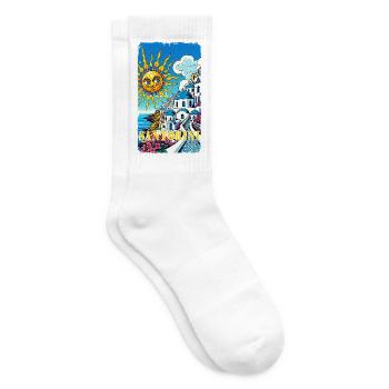 Vacances à Santorin, Grèce, Volcan Akrotiri - Chaussettes de tennis - blanc - Droite