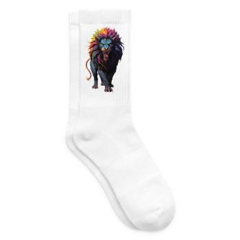 Multicolored Lion - Tennis socks - white - Right