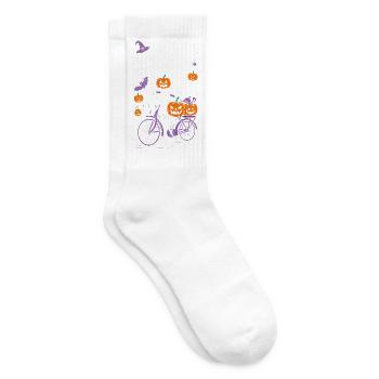 Spooky Halloween Bicycle Theme - Tennis socks - white - Right