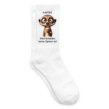 Müdes Erdmännchen mit Kaffee - Tennissocken - Weiß - Rechts