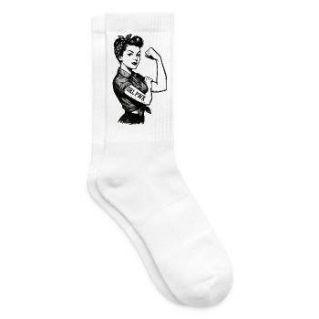 Strong Woman GRL PWR Rockabilly Biceps Arm Gift - Tennis socks - white - Right