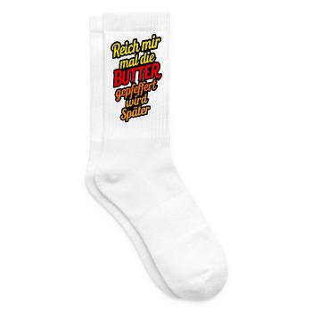 Reich mir mal die Butter gepfeffert wird später - Tennissocken - Weiß - Rechts