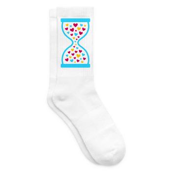 Colorful Hearts Hourglass - Love and Time Flow - Tennis socks - white - Right