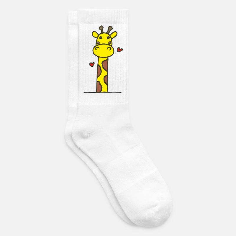 Verspielte Giraffe mit Herzen - Tennissocken - Weiß