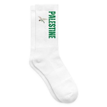 Made in Palestine, design vertical - Chaussettes de tennis - blanc - Droite