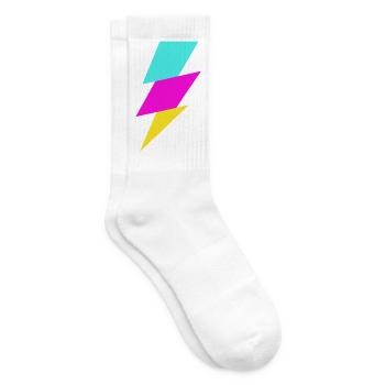 Abstrakter Strahl in Neonfarben - Tennissocken - Weiß - Rechts