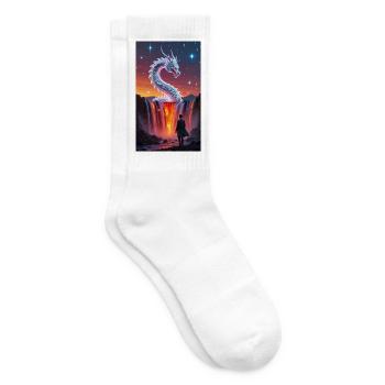 Fiery dragon's tail over waterfall - Tennis socks - white - Right