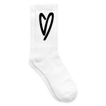 Handgezeichnetes Herzlinien-Design - Tennissocken - Weiß - Rechts