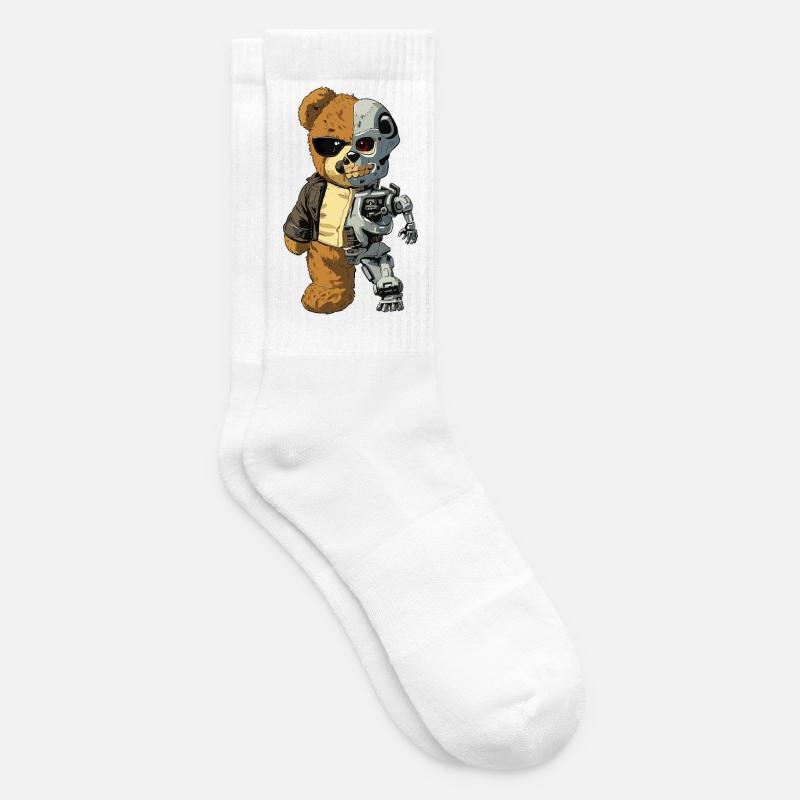 Bear Robot Cyborg - Tennis socks - white