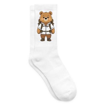 Abenteuerbär mit Rucksack - Tennissocken - Weiß - Rechts