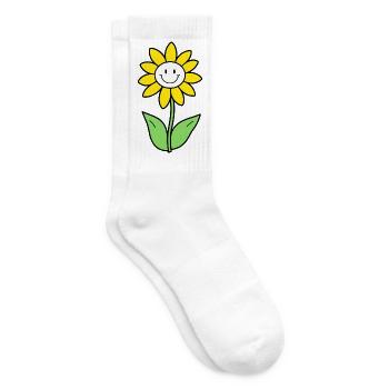 Smiling Sunflower Graphic - Tennis socks - white - Right