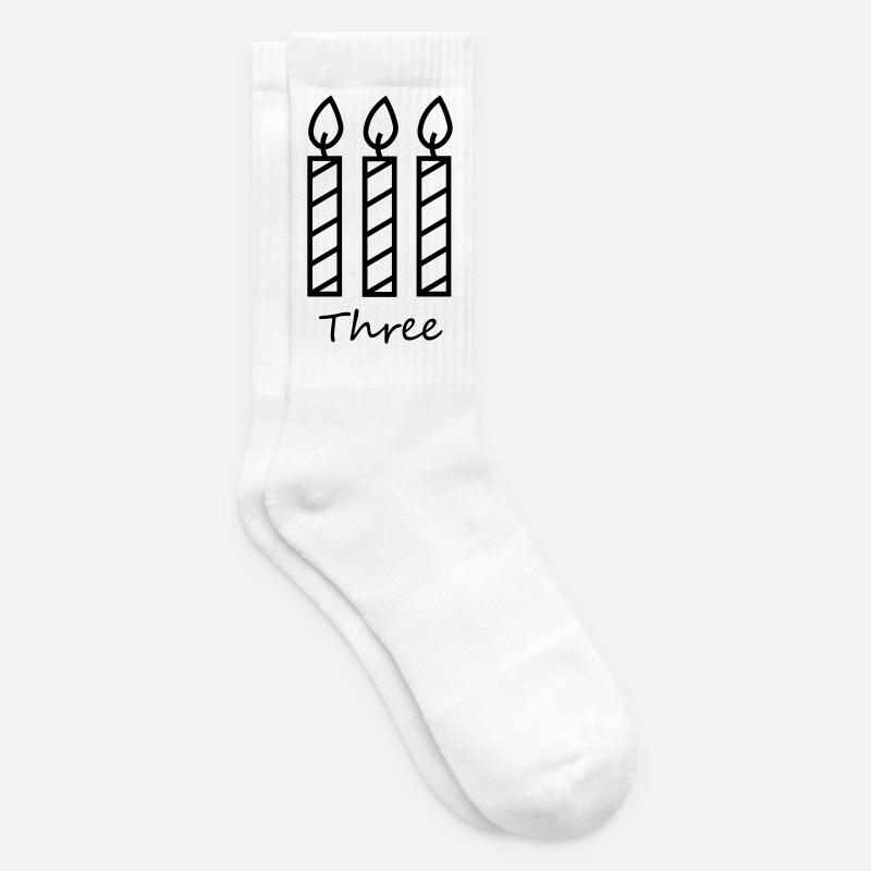 Drei Kerzen - Tennissocken - Weiß