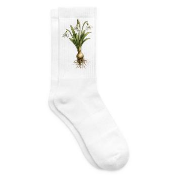 Schneeglöckchen mit Zwiebel und Wurzeln  - Tennissocken - Weiß - Rechts