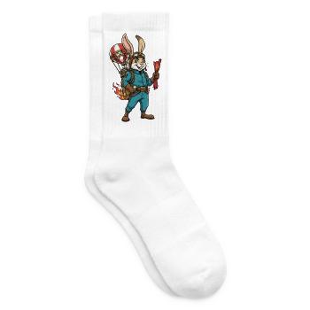 Rabbit Aviator Steampunk Hot Air Balloon Flight - Tennis socks - white - Right