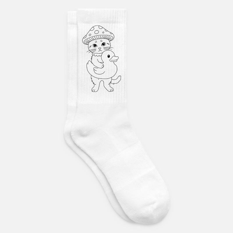 Pilzkatze mit Ente - Tennissocken - Weiß