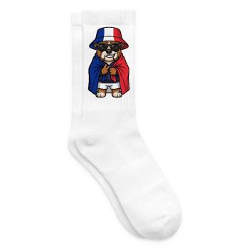 Frankreich Cartoon Hund Bulldogge Cool & Stylisch - Tennissocken - Weiß - Rechts