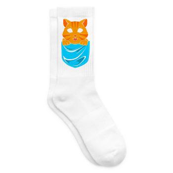 Chat tigré - Chaussettes de tennis - blanc - Droite