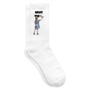 Girl Painting WTF Statement Artwork - Tennis socks - white - Right