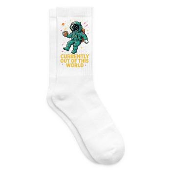 Astronaut mit Kaffee im Weltall - Tennissocken - Weiß - Rechts