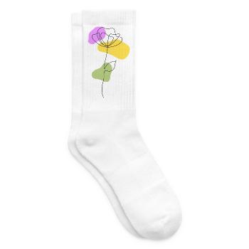 Lineart flower with pastel shapes - Tennis socks - white - Right
