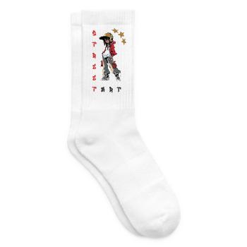 Street Art Hip Hop Rap Girl Urban Streetwear - Tennis socks - white - Right