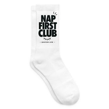 Nap First Club – Questions Later Spruch - Tennissocken - Weiß - Rechts