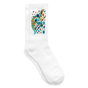 Astronaut beim Bouldern – Klettern im Weltall - Tennissocken - Weiß - Rechts
