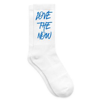 Love the Now – Blaues Brushprint - Tennissocken - Weiß - Rechts