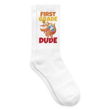 First Grade Dude Dino T-Rex Back To School - Tennissocken - Weiß - Rechts