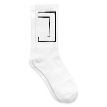 Eckige Klammer handgezeichnet - Tennissocken - Weiß - Rechts