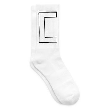 Eckige Klammer handgezeichnet - Tennissocken - Weiß - Rechts