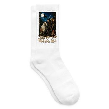 Du solltest besser aufpassen. Yule Cat Krampus Yule - Tennissocken - Weiß - Rechts