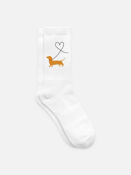 Dackel mit Herzballon - Tennissocken - Weiß