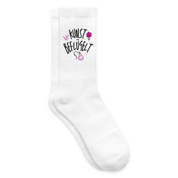 Kunst beflügelt – Pink-schwarzes Graffiti-Motiv - Tennissocken - Weiß - Rechts
