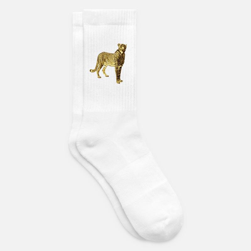 Léopard Doré Graffiti Art - Chaussettes de tennis - blanc