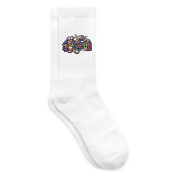 Psychedelische Batik-Oktopus-Kunst - Tennissocken - Weiß - Rechts