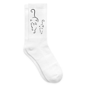 Katzen- & Kätzchen Motiv - Tennissocken - Weiß - Rechts