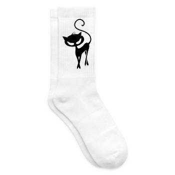 A black cat - Tennis socks - white - Right