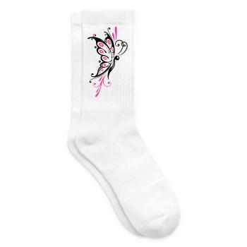 Big filigree butterfly, wings, girlie Tattoo style - Tennis socks - white - Right