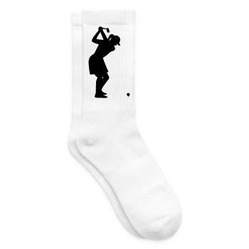 Golferin mit Golfball beim Abschlag - Tennissocken - Weiß - Rechts