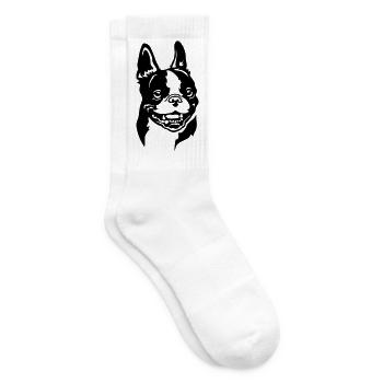 Boston Terrier Kopf - Tennissocken - Weiß - Rechts