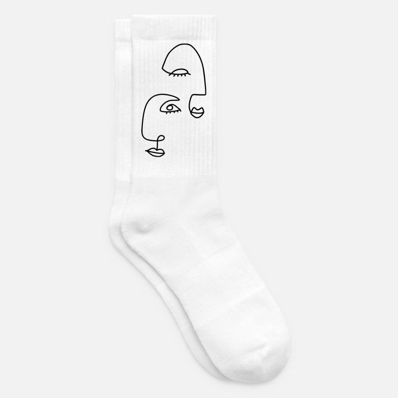 Line drawings abstract - Tennis socks - white