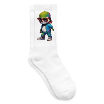 Mignon et cool adolescent panda ours garçon - Chaussettes de tennis - blanc - Droite