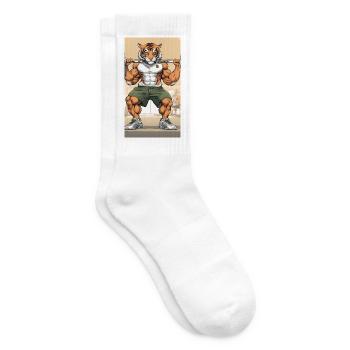 Tigre musculaire en entraînement gym - Chaussettes de tennis - blanc - Droite