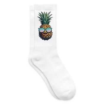 Ananas Pineapple Cool Sonnenbrille Geschenk - Tennissocken - Weiß - Rechts