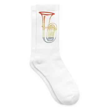 Vintage Tuba Drawing - Tennis socks - white - Right