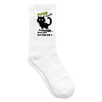Skurrile schwarze Katze - Tennissocken - Weiß - Rechts
