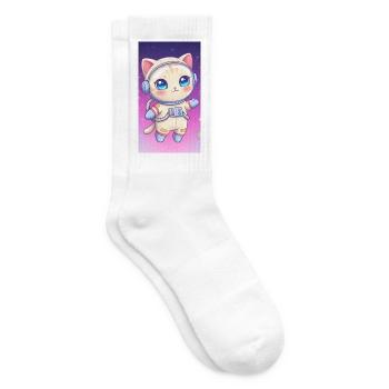 Chaton astronaute - Chaussettes de tennis - blanc - Droite