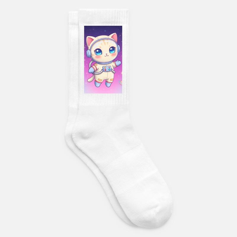 Astronaut Kätzchen - Tennissocken - Weiß